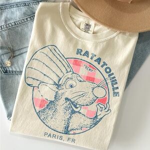 Matching Kid Comfort Colors Cream Ratatouille Graphic Tee